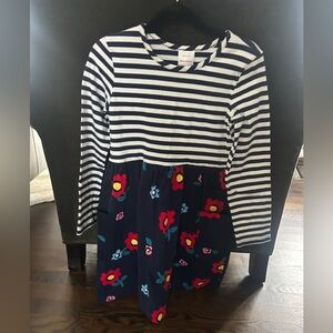 Hanna Andersson Navy and White Striped Floral Dress